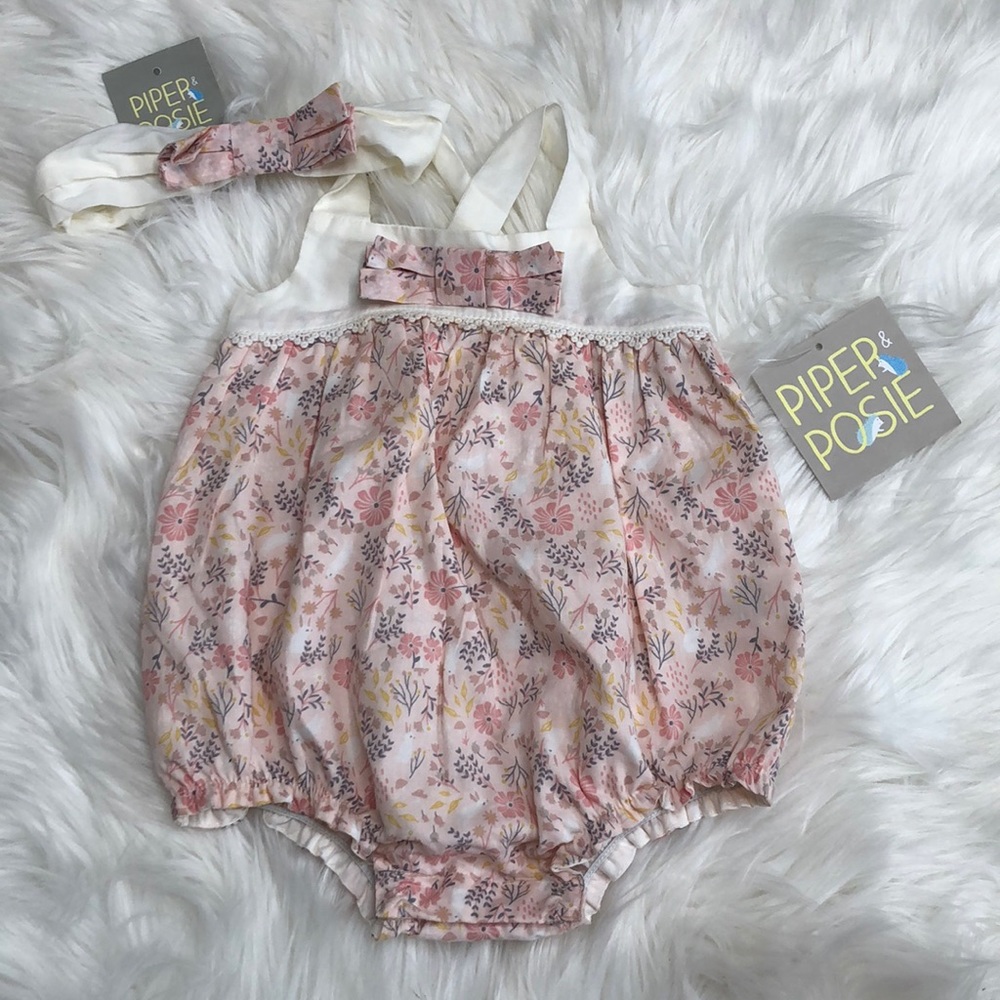 NWT Piper & Posie Onesie/ Headband Set